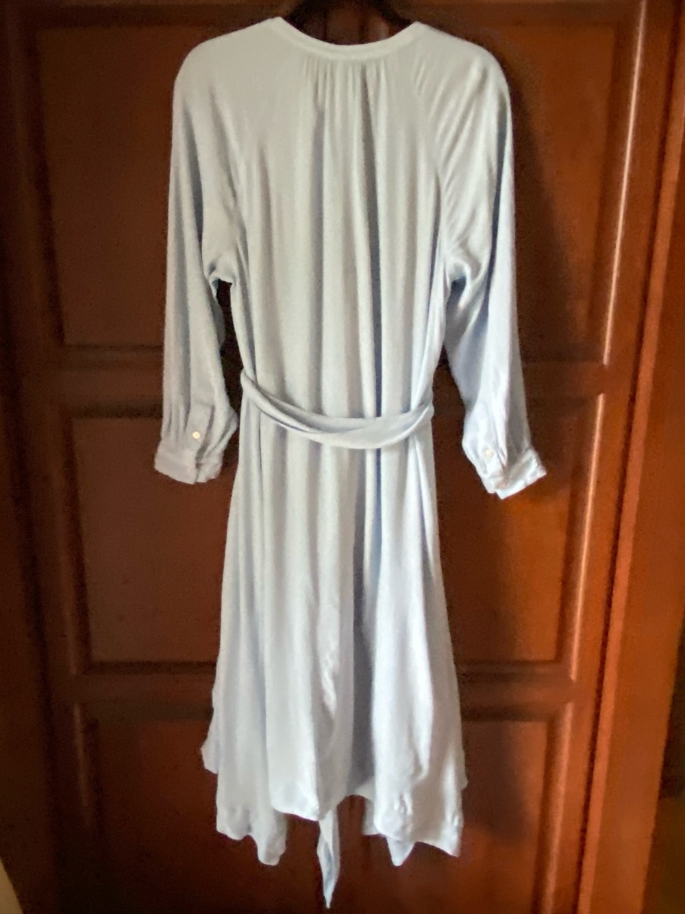 J. Crew Handkerchief hem shirt-dress Pale Blue Button-Front Tie-Waist Midi Dress - Picture 4 of 6